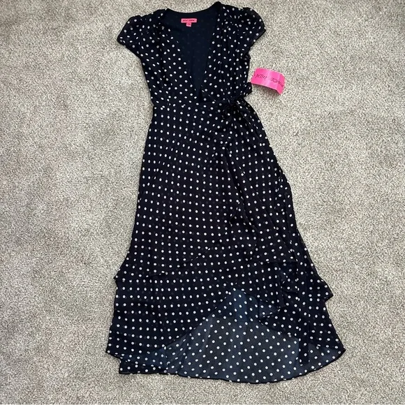 Vintage-Inspired Polka Dot Chiffon Midi Dress | Feminine Romantic Style | Sz 4 - Picture 12 of 14